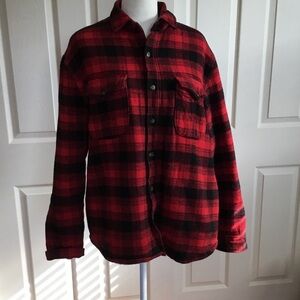 Aeropostale Red and Black Checkered Men's Shirt Jacket or Shacket